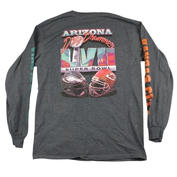 Gildan Other - Super Bowl LVII Shirt Mens Medium Gray Long Sleeve Eagles Chiefs Dirty Drummer